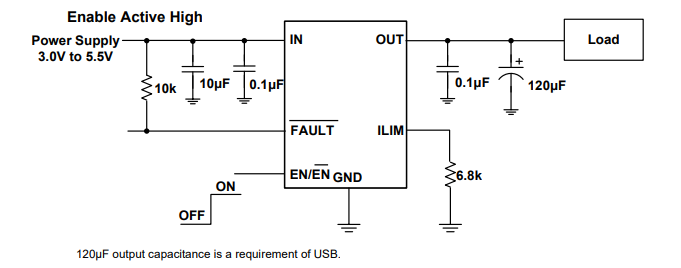 Application Circuit Diagram - Diodes Incorporated AP22654Q/AP22655Q Adjustable Power Switches